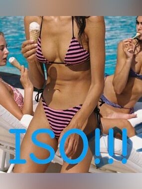 triangl swimwear Pink and Black Striped Tie-Side Bikini